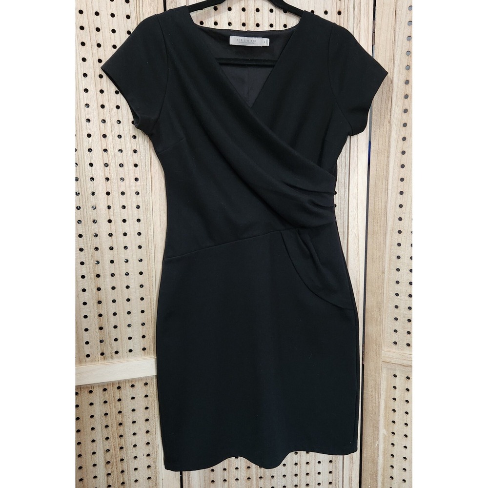 The Limited Ruched Waist Black Dress S Flattering Stretch Lined Dressy‎